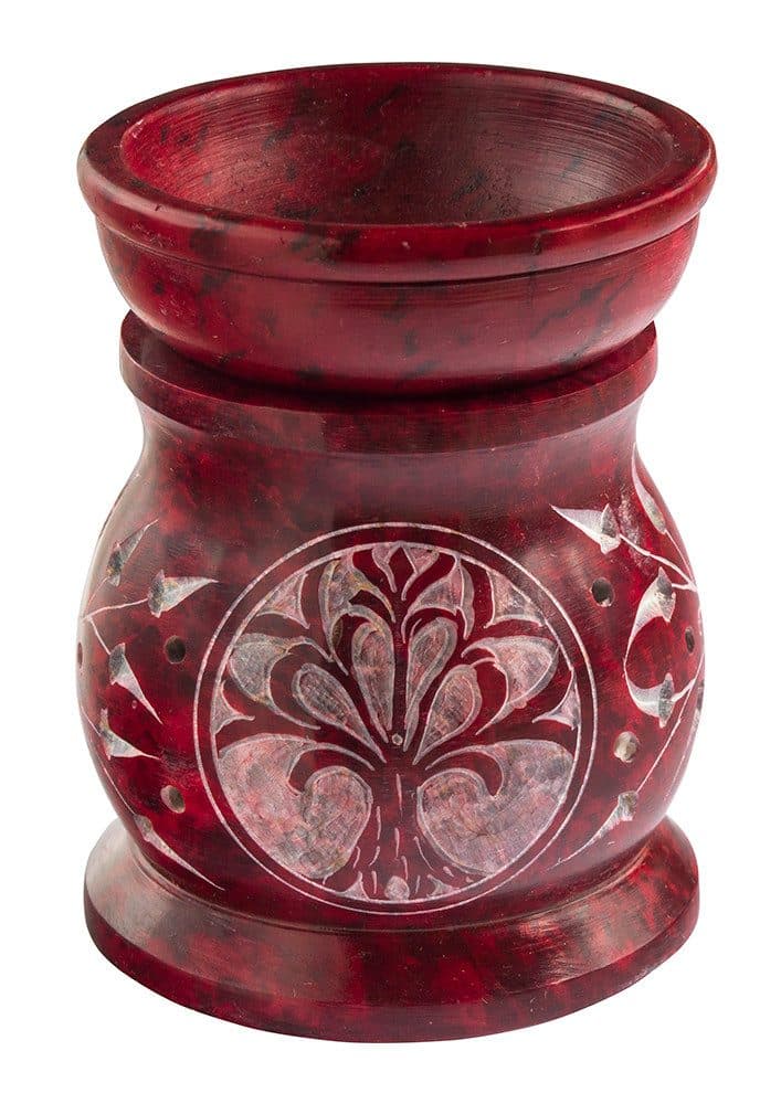 Saraswati Duftlampe Aromalampe Baum des Lebens Speckstein Rot