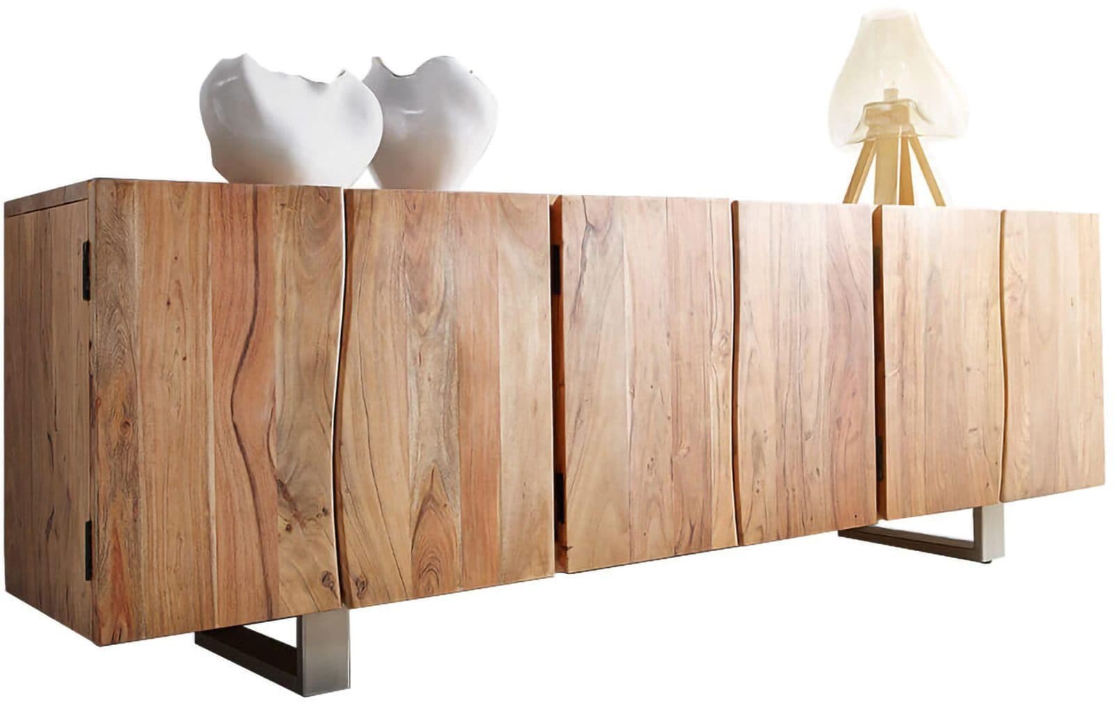 DELIFE Sideboard Live-Edge Akazie Natur 220 cm 6 Türen Massivholz - Bild 2