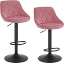 Woltu Barhocker 2er Set Samt Höhenverstellbar Drehbar Rosa Bild 2