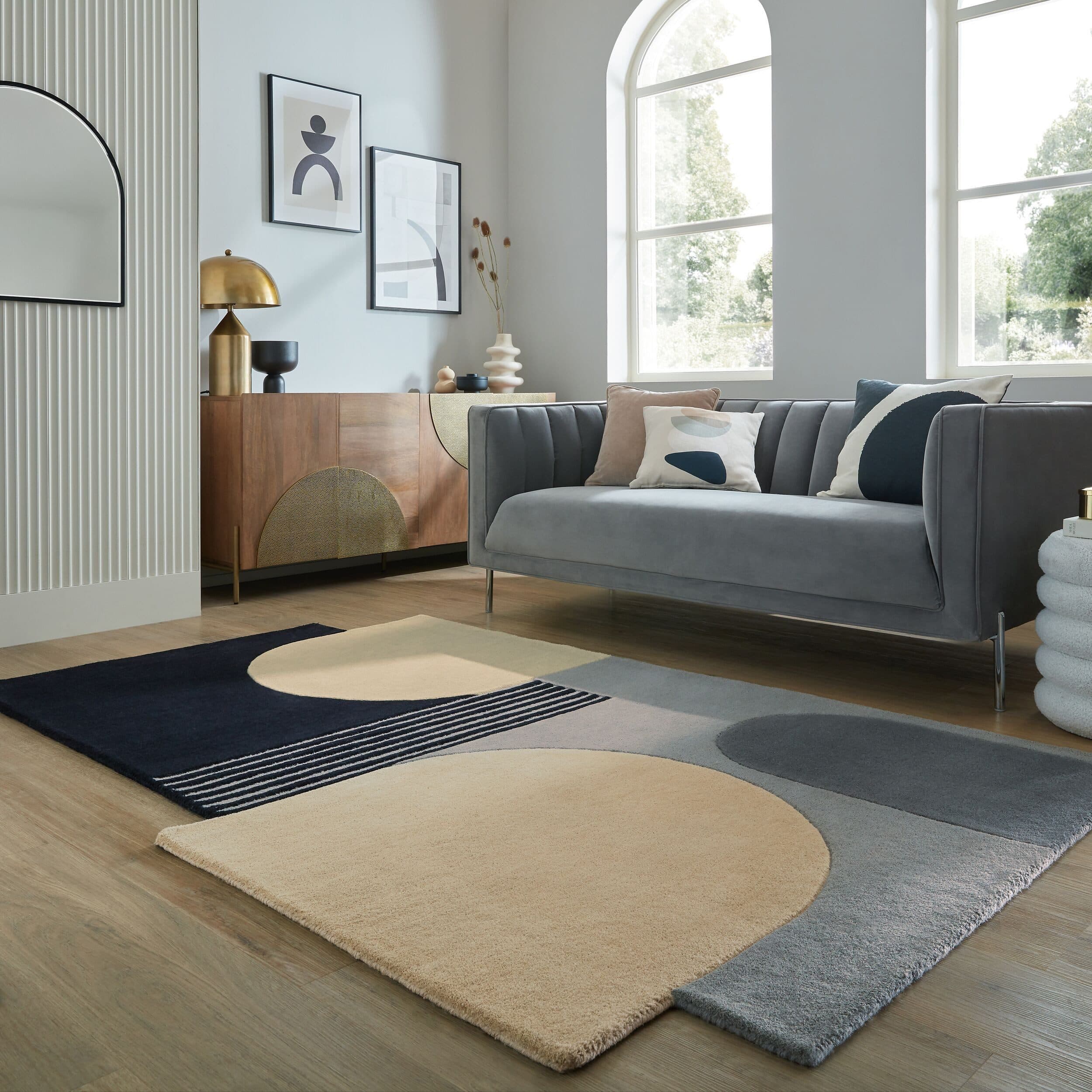 FLAIR RUGS Lozenge Teppich Retro Monochrom Wolle Handgetuftet - Bild 2