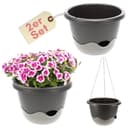GarPet Blumentopf 2er Set Hängeampel Anthrazit mit Wasserstandsanzeiger Bild 2