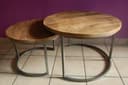 Couchcenter Couchtisch 2er Set Mangoholz Metall Silber-Grau Bild 2