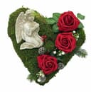 Radami Grabgesteck Moosherz "Engel" 3 Rosen rot Bild 2