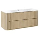 Lomadox Waschtisch 120 cm Eiche gerillt Metallgriffe Softclose Keramik Bild 2