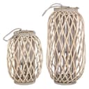 ECD Germany Kerzenlaterne Rattan Set 2x mit Glaseinsatz Bild 2