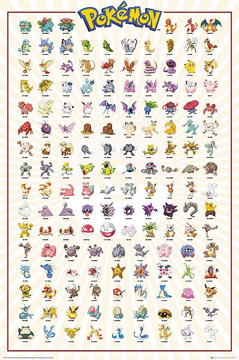 GB eye Pokémon Poster Kanto 151 Charaktere Deutsche Version
