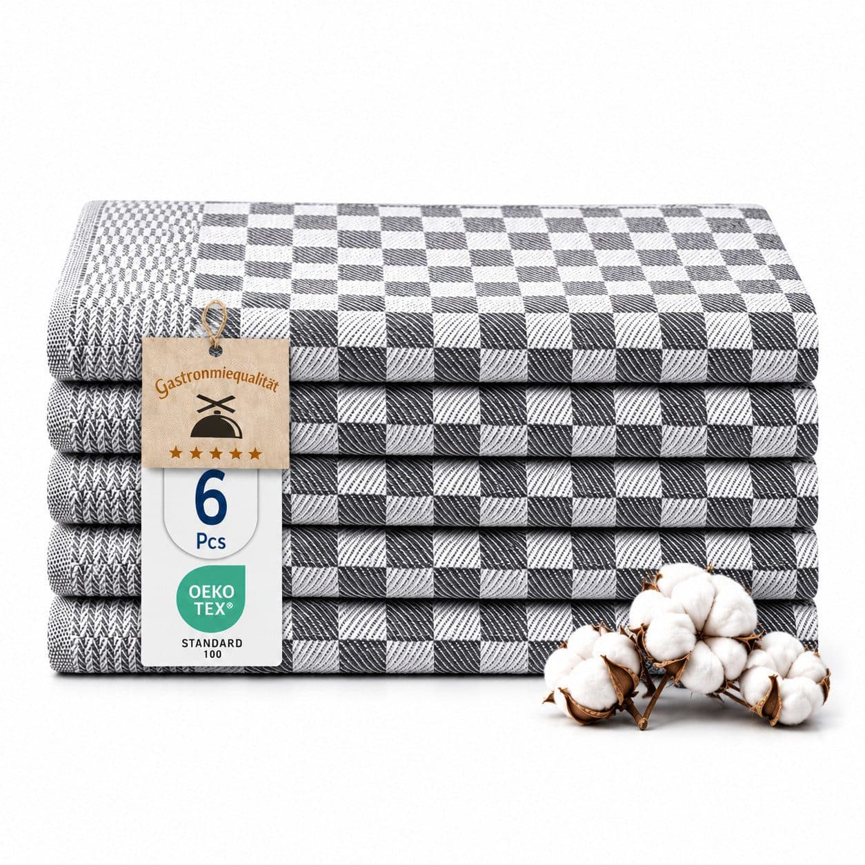 ALARA HOME Geschirrtuch 6er Set Grau 100% Baumwolle - Bild 2