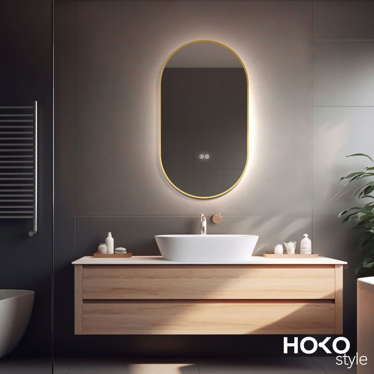 HOKO LED Badspiegel Oval mit Antibeschlag und Touch - Bild 2