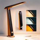 ibettertec LED Schreibtischlampe USB-ladbar faltbar dimmbar Schwarz/Braun Bild 2