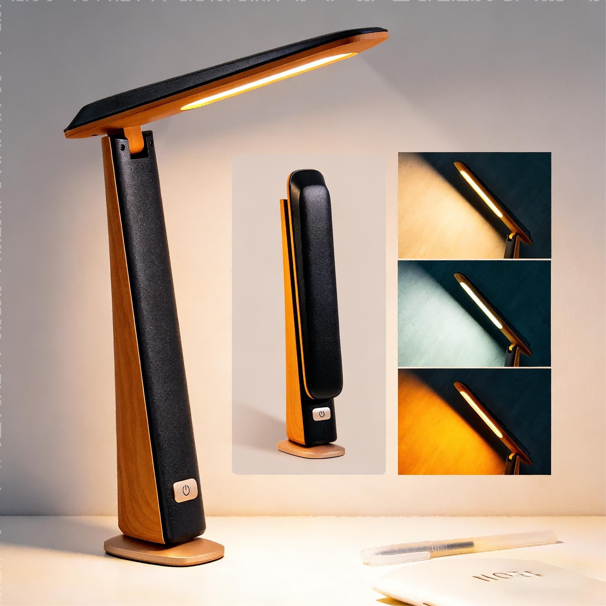 ibettertec LED Schreibtischlampe USB-ladbar faltbar dimmbar Schwarz/Braun - Bild 2