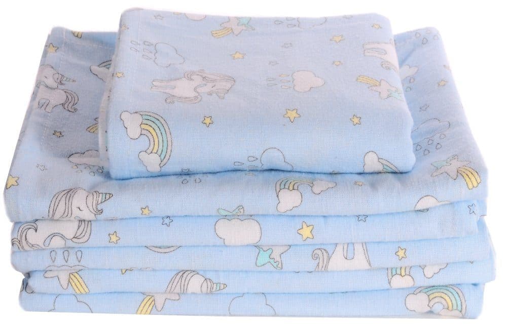 La Bortini Babytuch Flanell Wickeltuch Blau 78x120cm