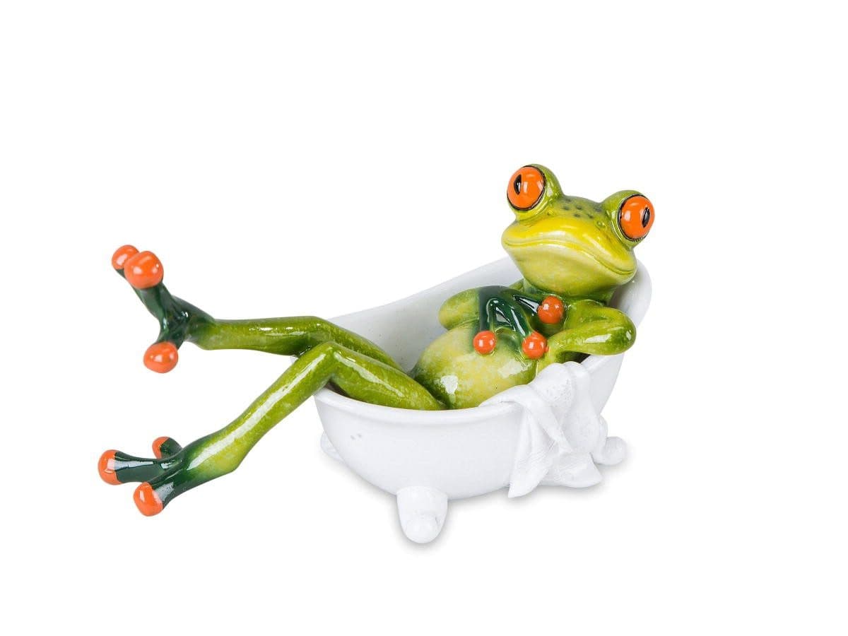 formano Dekofigur Frosch in Badewanne 16 cm Kunststein glänzend