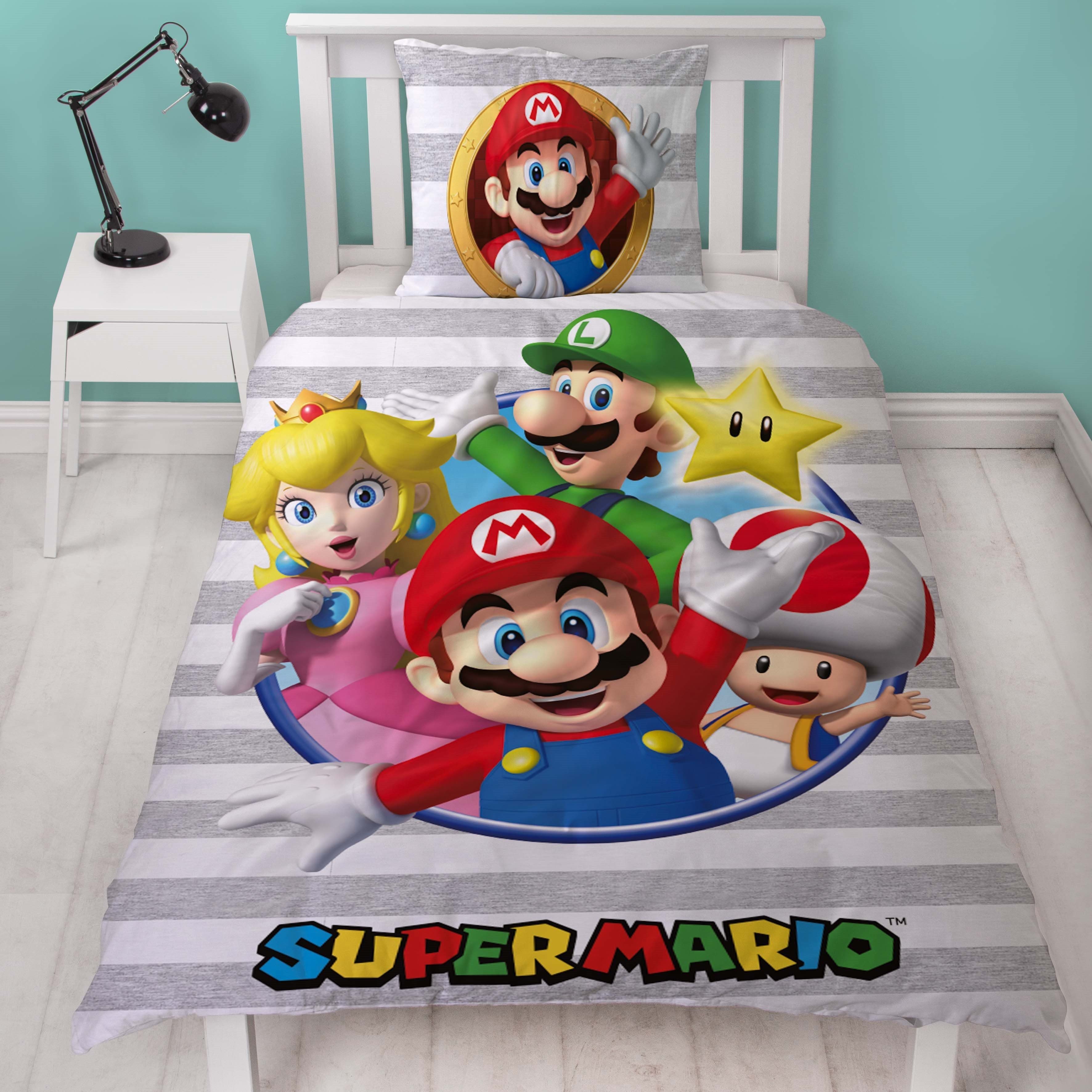 Familando Kinderbettwäsche Super Mario Porträt 100% Baumwolle - Bild 2