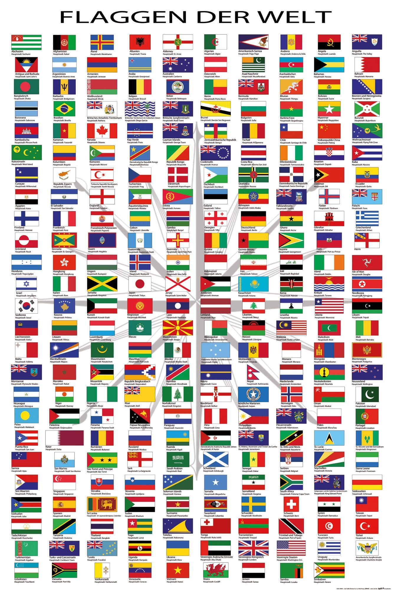 Poster Flaggen der Welt mit Hauptstädten - XL Maxiposter Bunt - Bild 2