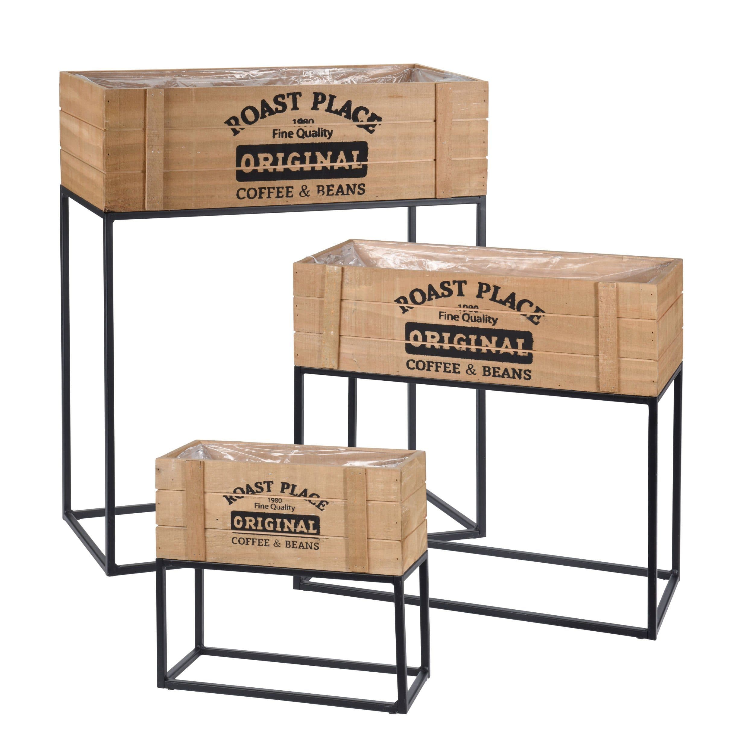 Spetebo Blumenständer 3er Set Holz Metall