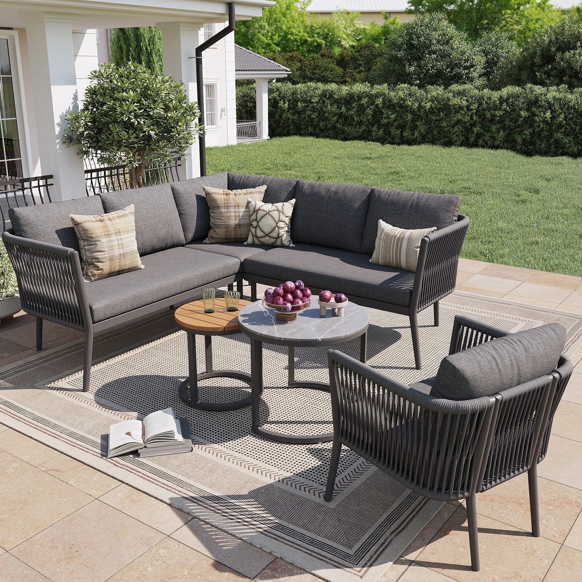 i@home Gartenlounge-Set 6-tlg. PE-Rattan wasserfest für 5-6 Personen - Bild 2