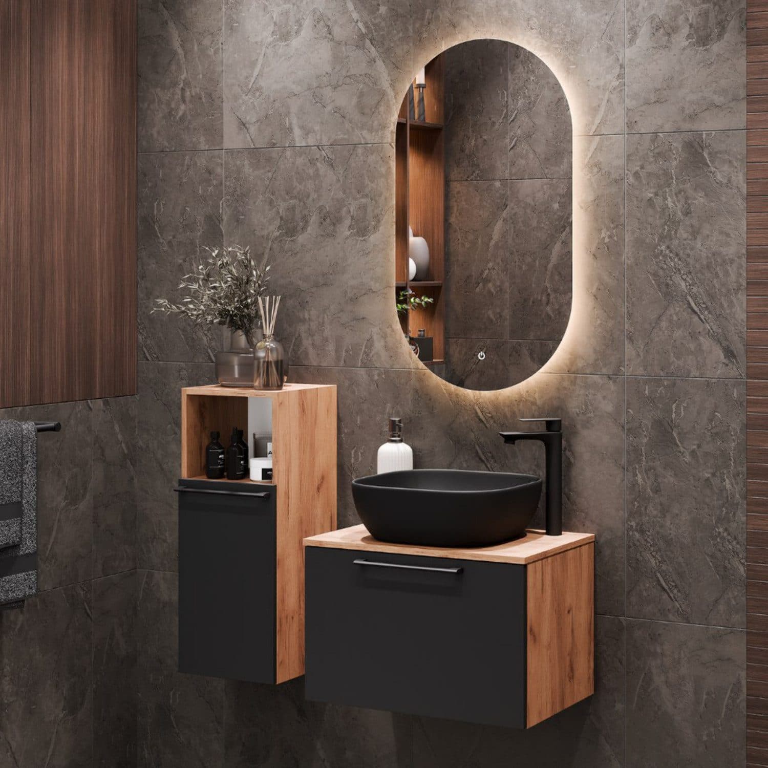 Planetmöbel Badmöbel-Set Astra, Waschbeckenunterschrank, Badezimmerschrank, Badmöbel im modernen Design - Bild 2