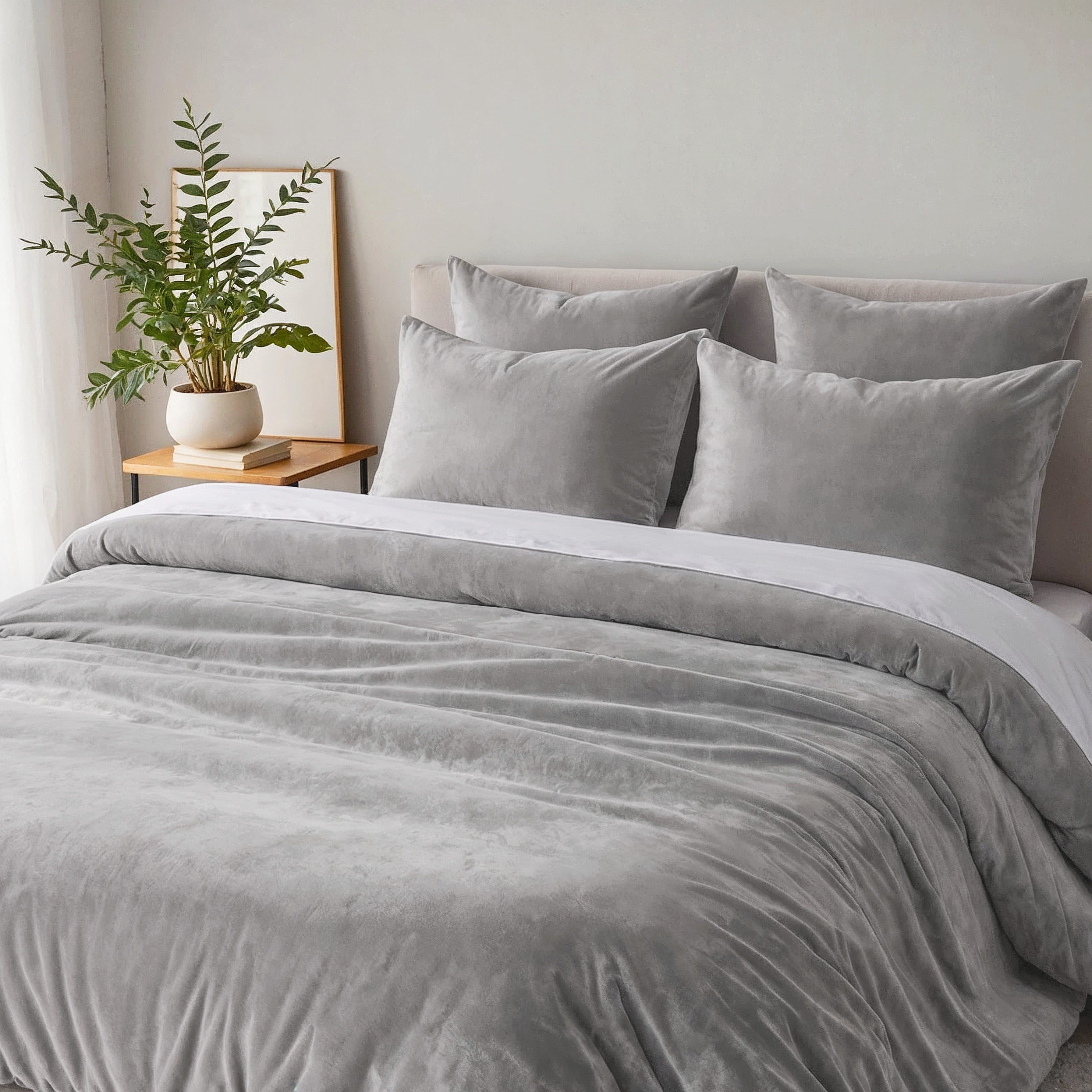 Cozyor Kuschelbettwäsche Hellgrau Mikrofaser Flanell 3-teilig - Bild 2