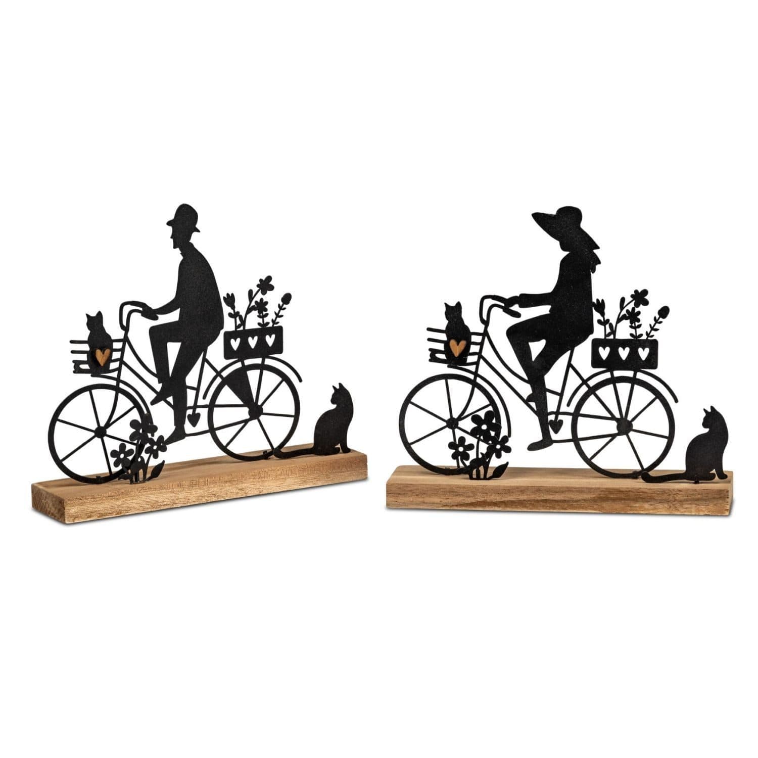 formano Skulptur Fahrrad auf Holzsockel Schwarz