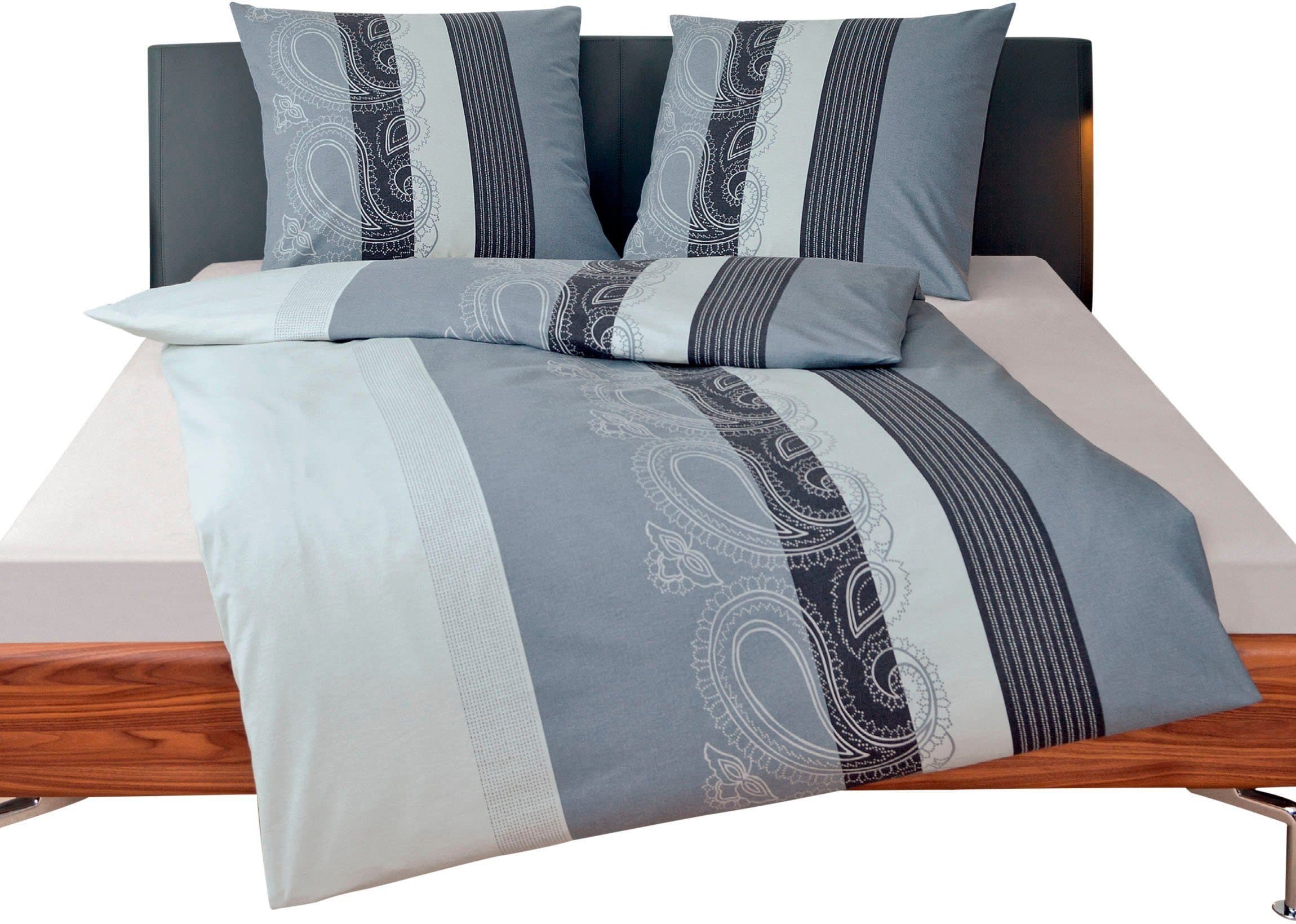 Janine Bettwäsche DAVOS 6456 Mako-Satin Grau Silber Streifen - Bild 2