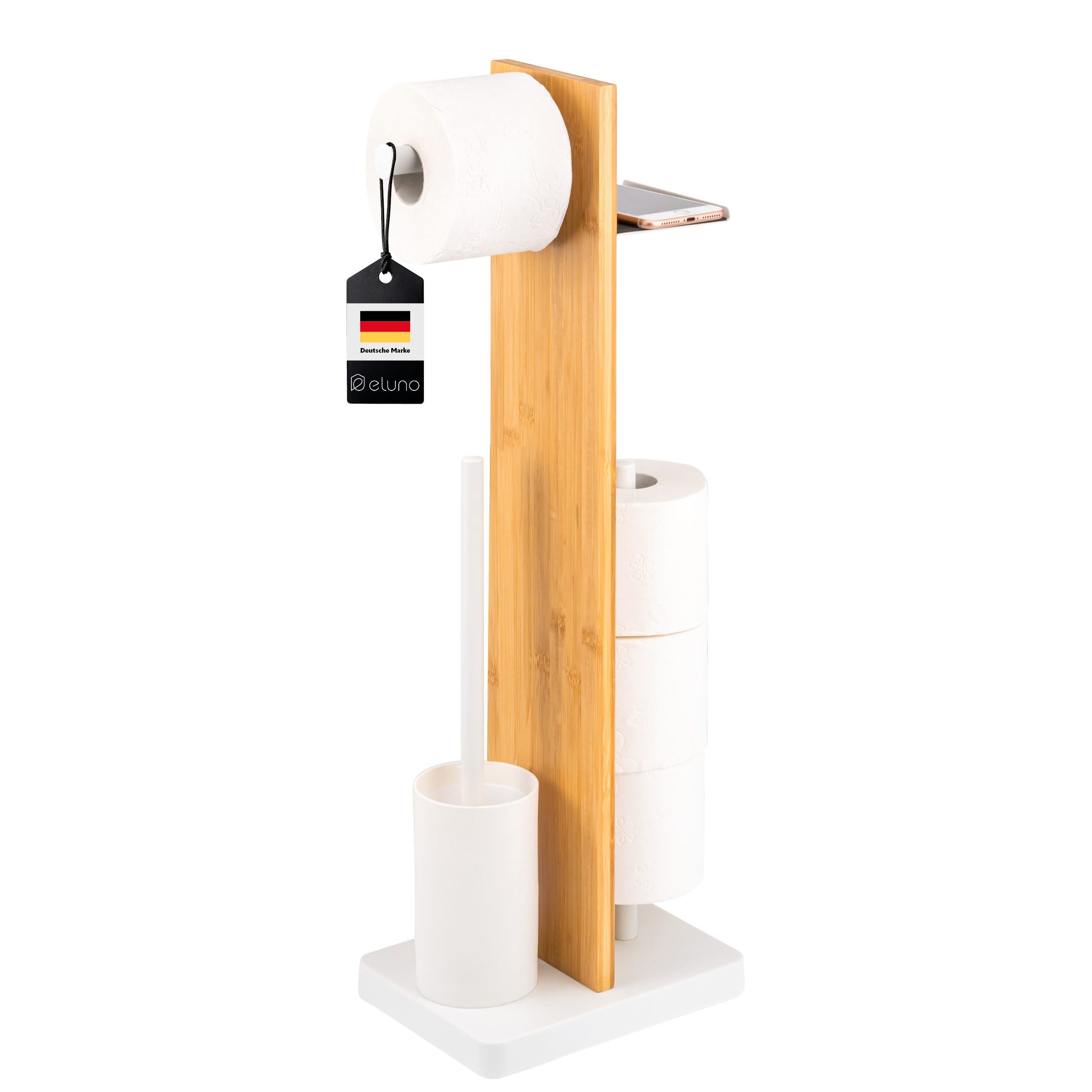 eluno Stand-WC-Garnitur 4in1 Weiß mit Ablage und Bürstenhalter - Bild 2
