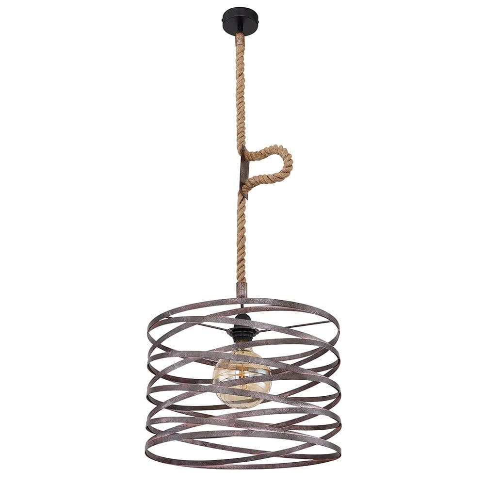GLOBO LIGHTING Pendelleuchte Retro E27 Metall Hanfseil Braun/Schwarz - Bild 2