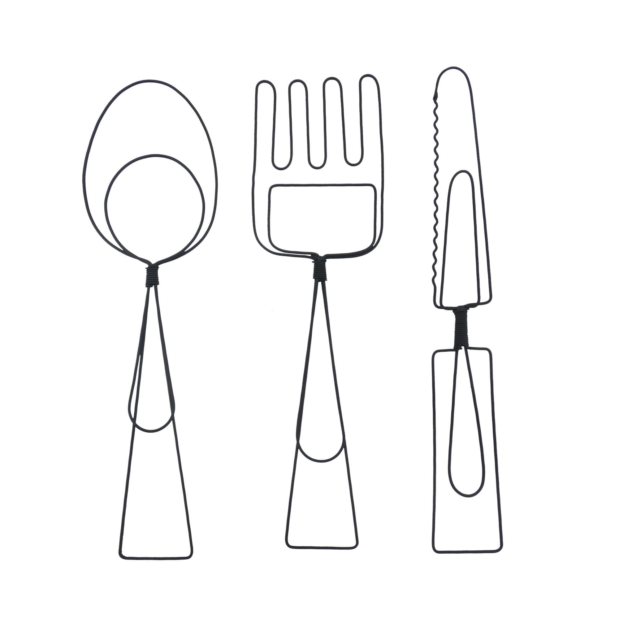 UNUS HOME Wanddeko 3er Set Besteck Schwarz Metall - Bild 2