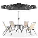 FIVMEN Sonnenschirm 300cm Solarbetriebene mit LED Kurbel Marktschirm UV-Schutz Bild 2