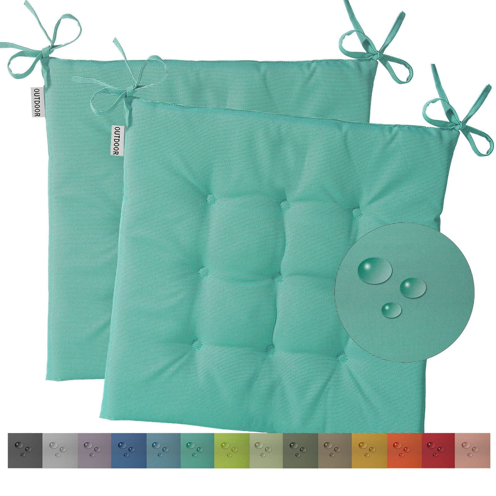 heimtexland Outdoor Stuhlkissen Türkis 40x40cm wetterfest - Bild 2