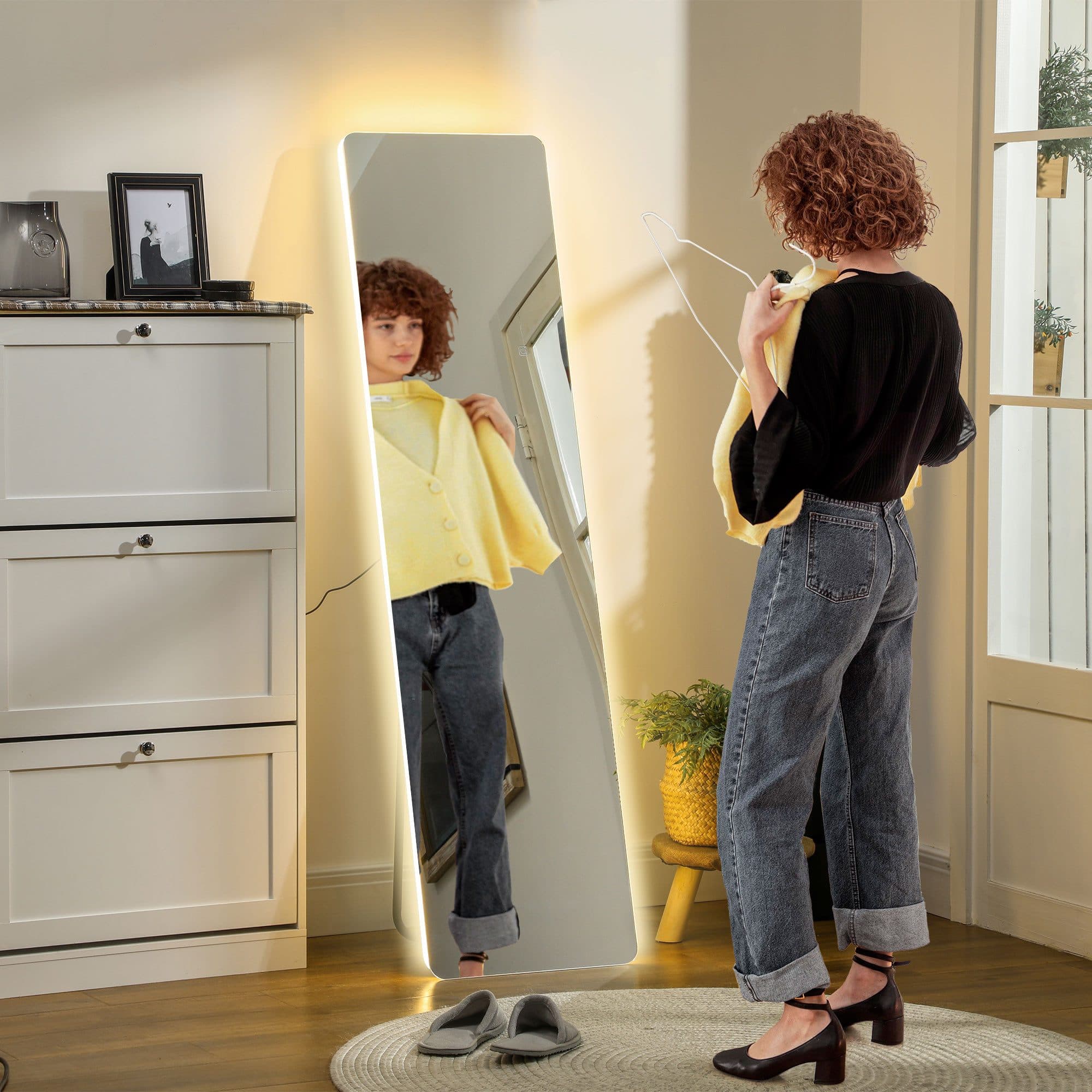 HOMCOM Standspiegel mit LED-Beleuchtung Transparent - Bild 2