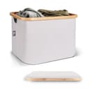 HENNEZ Aufbewahrungskorb 40l Beige Weiß Bambus für IKEA Kallax Bild 2