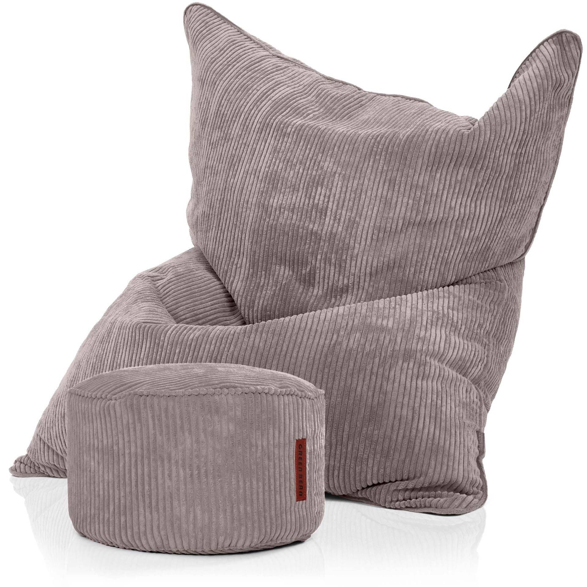 Green Bean Sitzsack XXL Grau Cord + Hocker Set - Bild 2