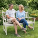 ESTEXO Gartenbank Akazienholz Weiß Lasiert 2-Sitzer Bild 2