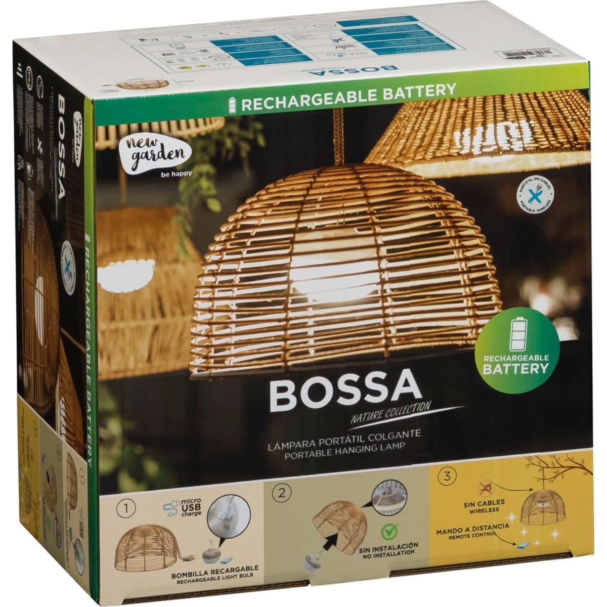 Newgarden Bossa LED-Pendelleuchte mit Akku Rattan