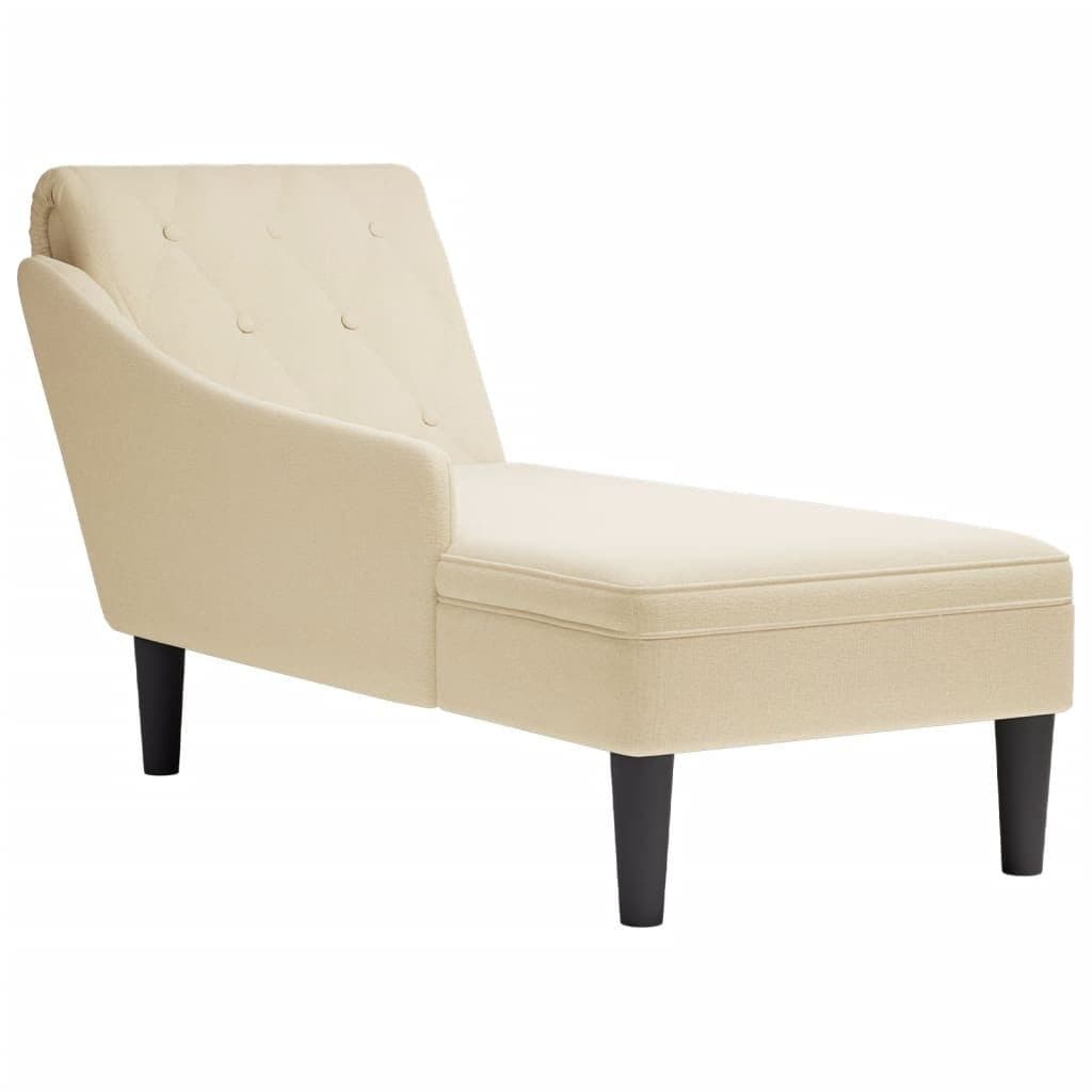 vidaXL Chaiselongue mit Kissen und Rechter Armlehne Creme Stoff - Bild 2