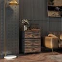 HOMCOM Braun Stoffkommode 4 Schubladen mit Regal & Griff Bild 2