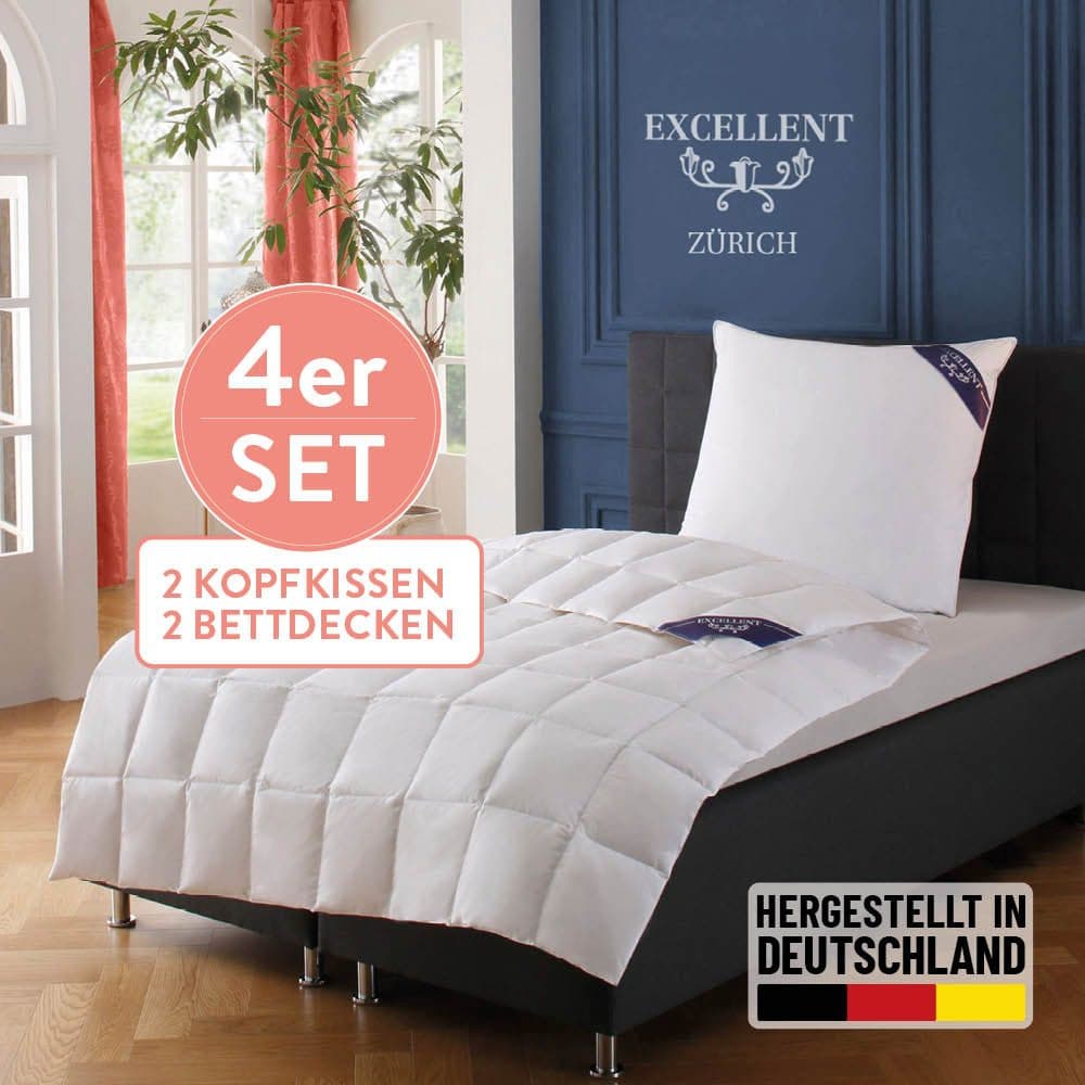 EXCELLENT Daunenbettdecke & Kissen Set Zürich Weiß Premium - Bild 2