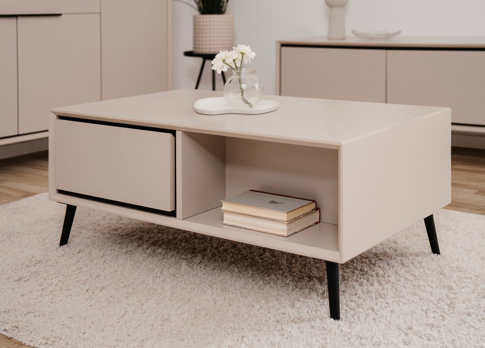 Furn.Design Couchtisch Brebbia Kaschmir/Sand mit 2 Schubkästen - Bild 2