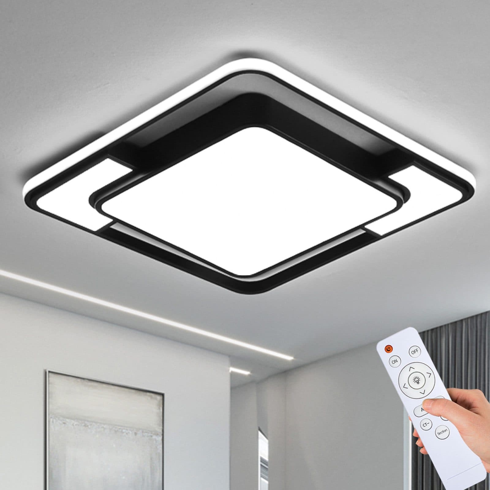 style home LED Deckenleuchte 90W Schwarz Dimmbar mit Fernbedienung - Bild 2