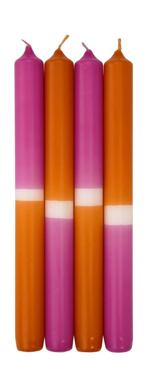INNA-Glas Tafelkerze Dip Dye Stabkerzen LISSITA 4 Stück Pink-Aprikose