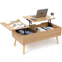VOWNER Couchtisch Höhenverstellbarer Wohnzimmertisch Beige Bild 2