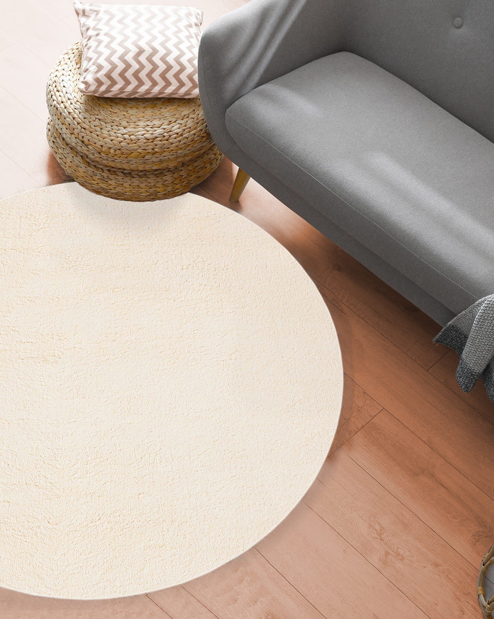 THE CARPET Relax Round Teppich Beige Creme Rund 200cm - Bild 2
