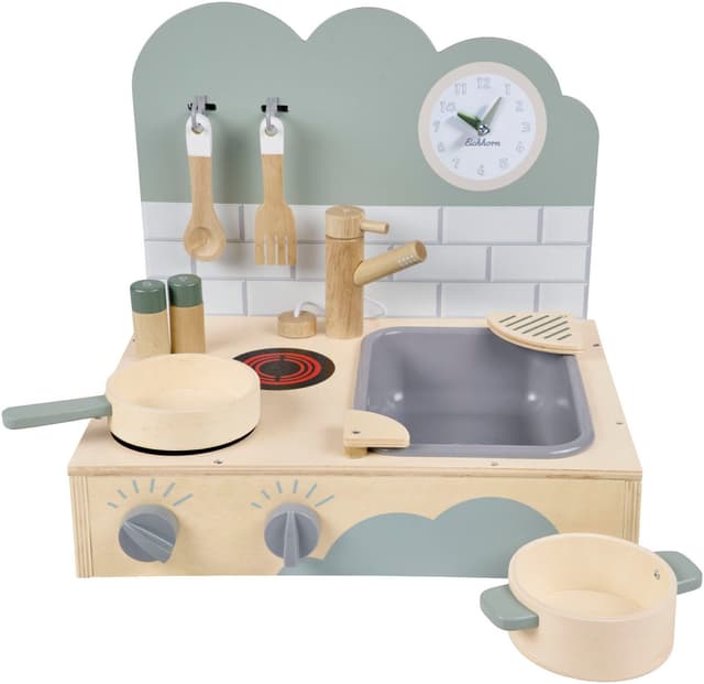 Eichhorn Spielküche Kleine Tischküche Holz Beige mit Sound