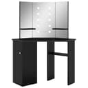 vidaXL Schminktisch mit LED & 3-Panel-Spiegel Schwarz Bild 2