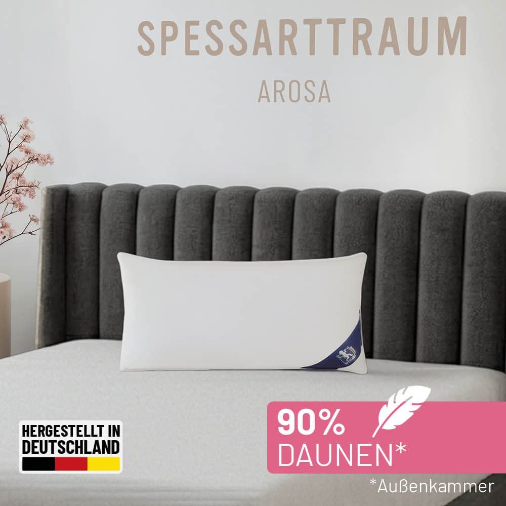 Spessarttraum 3-Kammer-Kopfkissen Arosa Weiß Baumwolle Daunen Federn - Bild 2