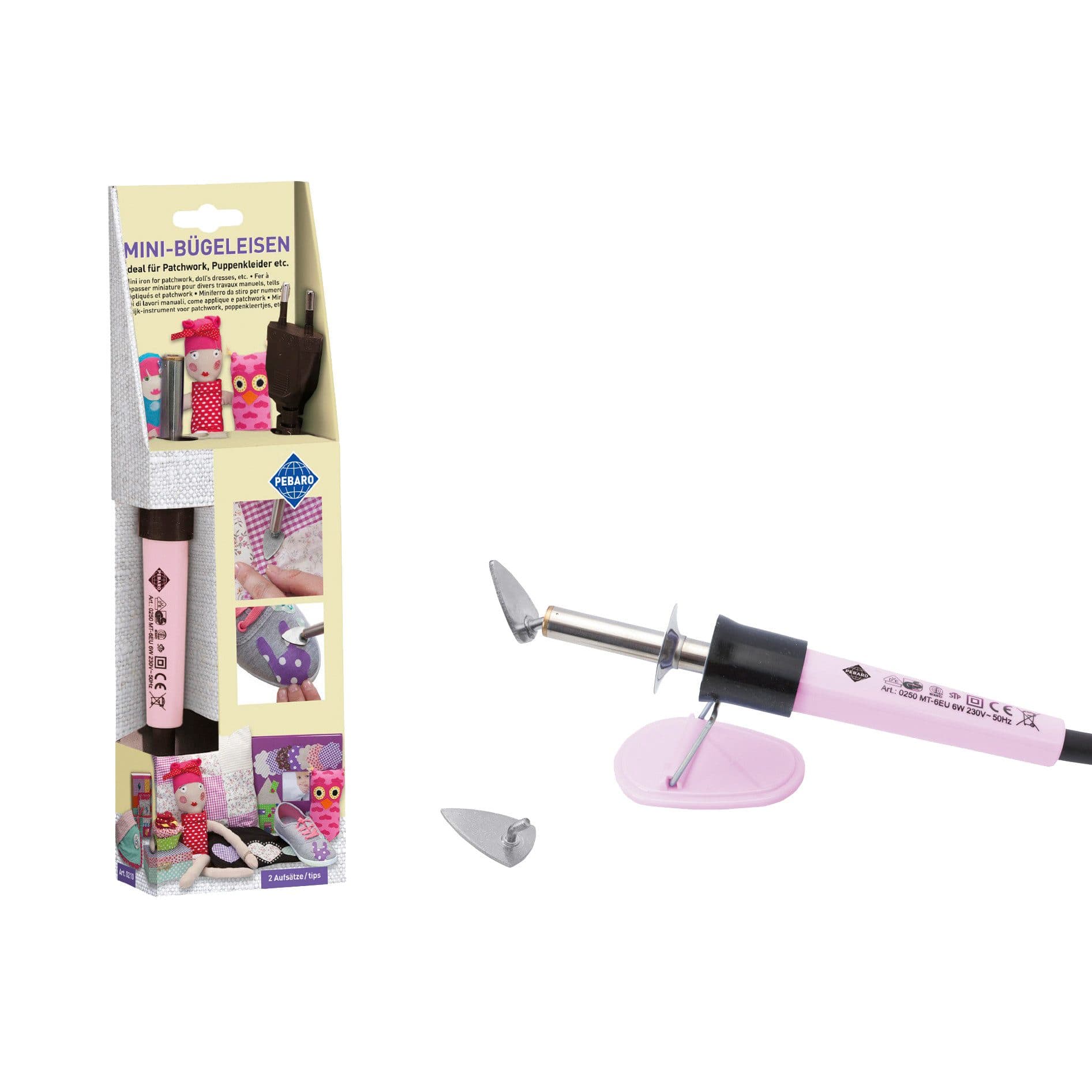 Pebaro Kreativset Mini-Bügeleisen 30W mit 2 Aufsätzen