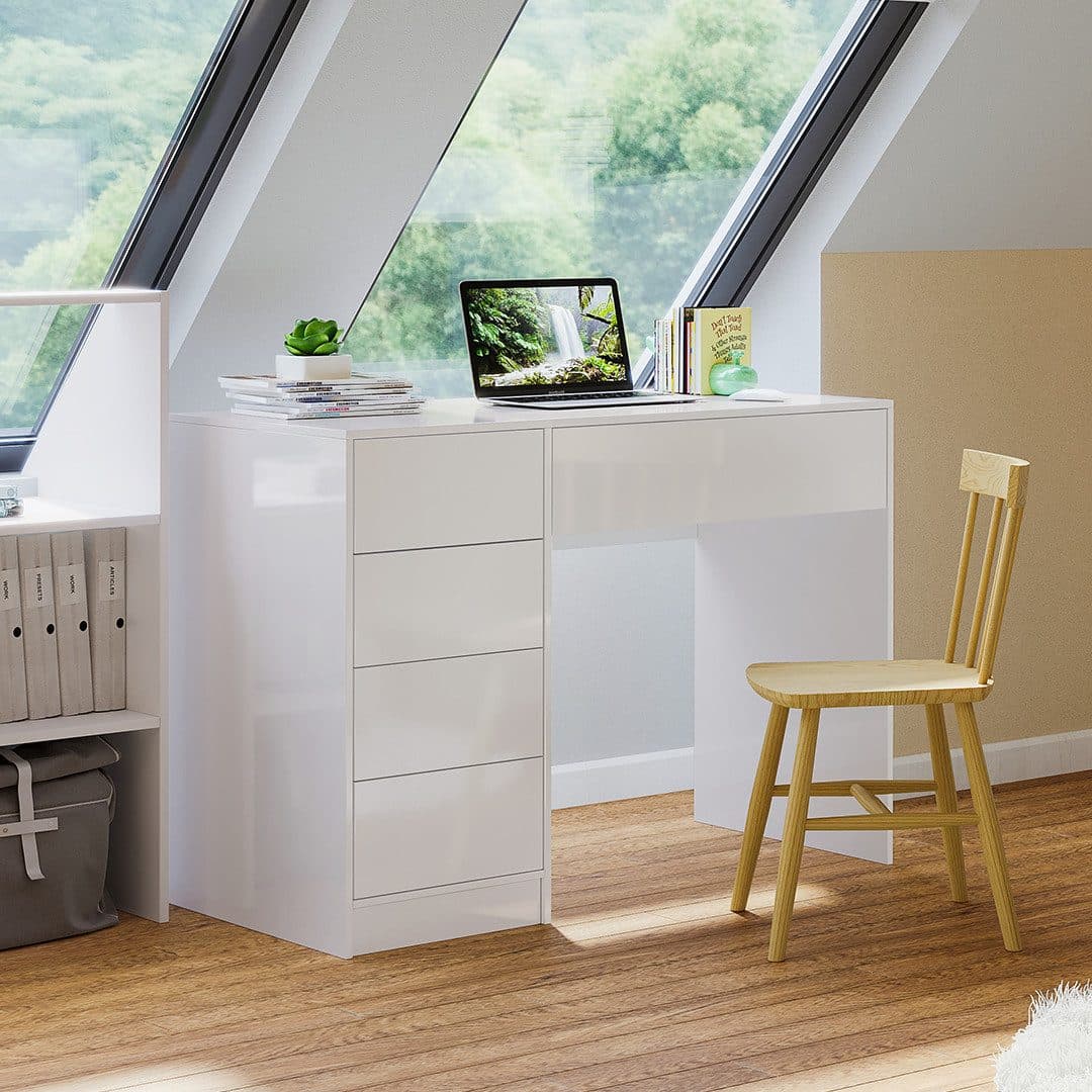 Bürotisch mit 5 Schubladen und Push-To-Open Funktion - Universal einsetzbar