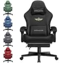 GTPLAYER Gaming-Stuhl Schwarz Stoff/Kunstleder Ergonomisch mit Fußstütze Bild 2