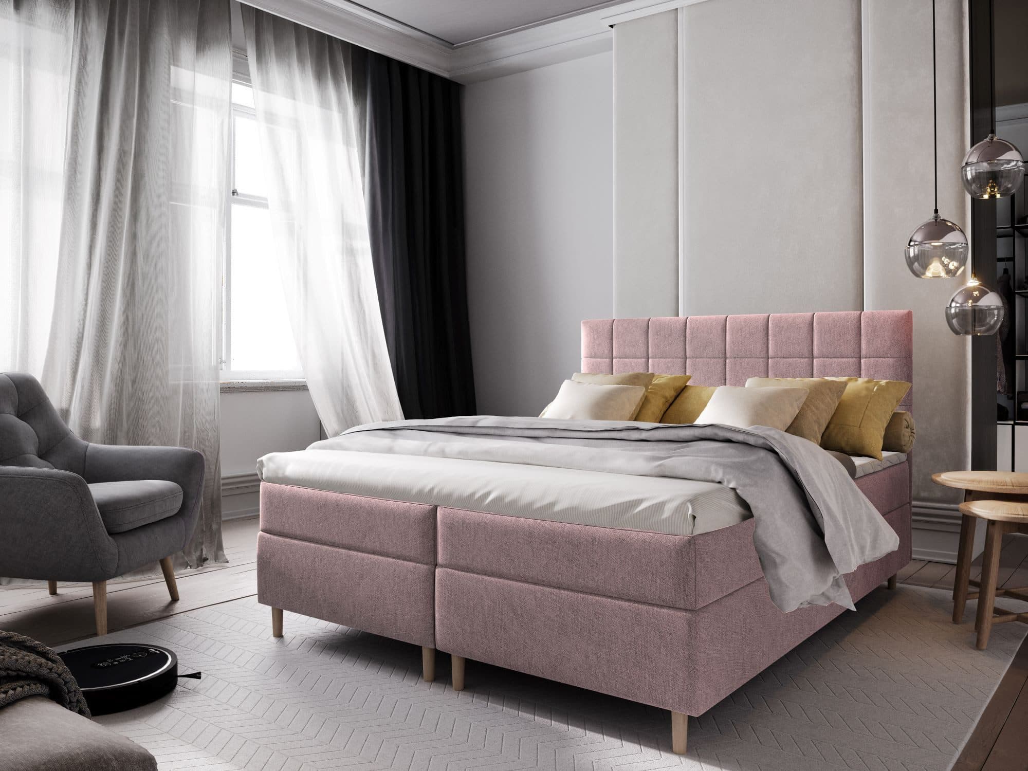 Masseno Boxbett IBIZA mit Bonell-Matratze, Topper & Bettkasten Rosa - Bild 2