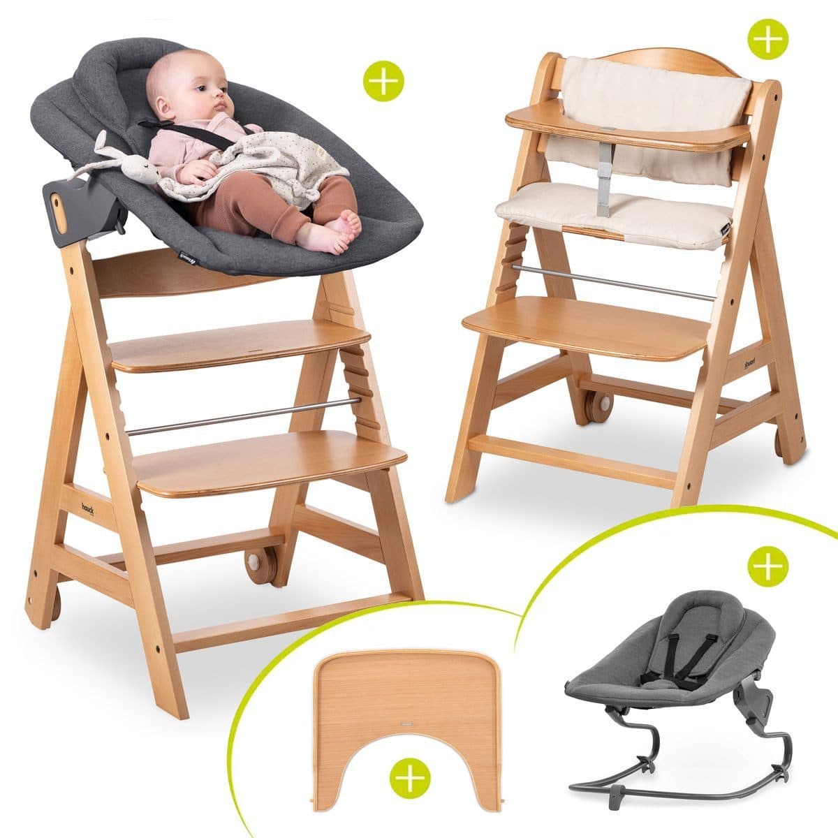 Hauck Hochstuhl Beta Plus Natural - Newborn Set mit Aufsatz - Bild 2